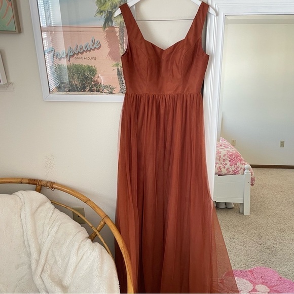 Revelry Madeline Rust Tulle Maxi Dress - Picture 2 of 12